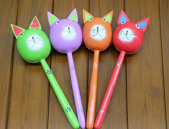 Ahşap Kedi Marakas Tekli ürün görseli