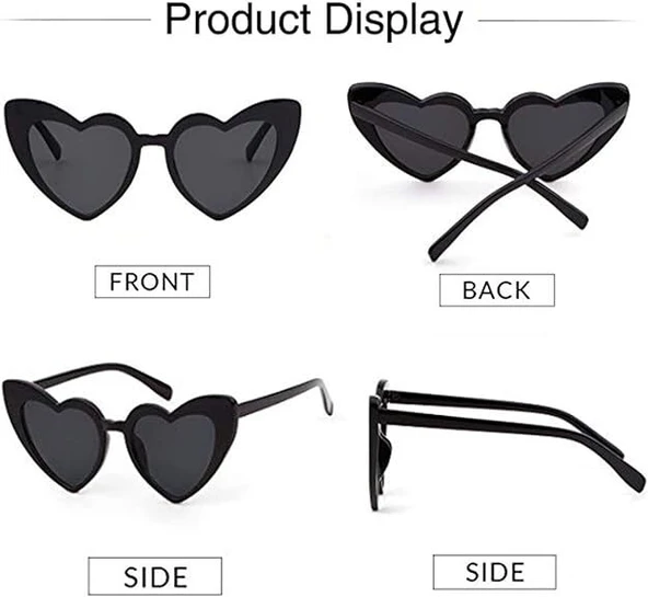 Siyah Renk Kalp Şekilli Parti Gözlüğü - Resim 3