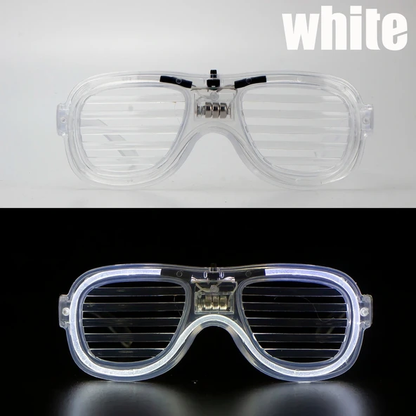 Beyaz Led Işıklı Parti Gözlüğü - Neon 3 Modlu - Resim 5