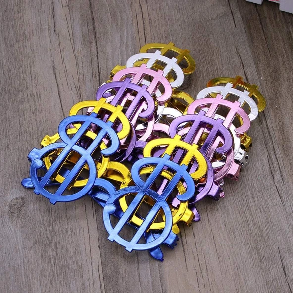 Dolar Şekilli Metalize Parti Gözlüğü 6 Adet - Resim 9