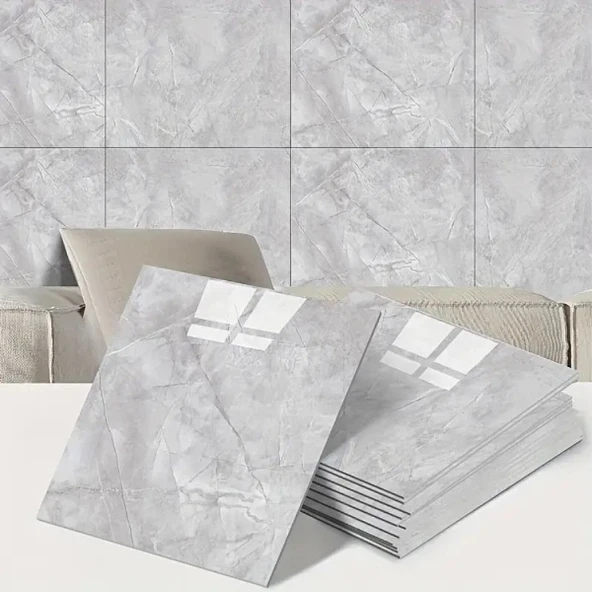 Gri Mermer Desen Duvar Sticker (30x30) - Resim 6