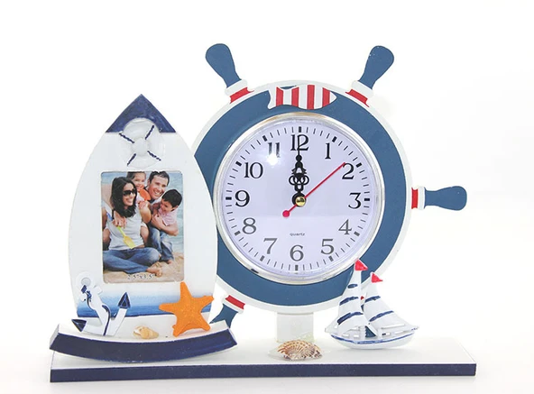 Ahşap Marin Dümenli Çerçeveli Saat Model 2 ürün görseli