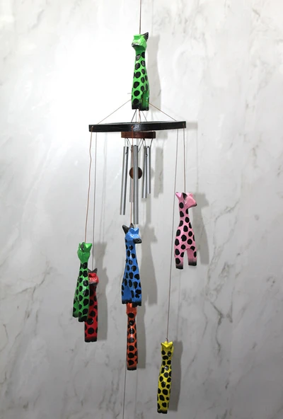 Ahşap Zürafalı Rüzgar Çanı - Resim 2