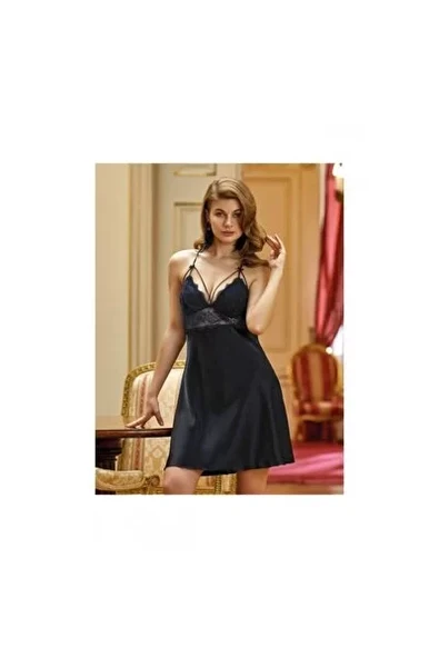 5428 Battal Kısa Saten Gecelik ürün görseli 1