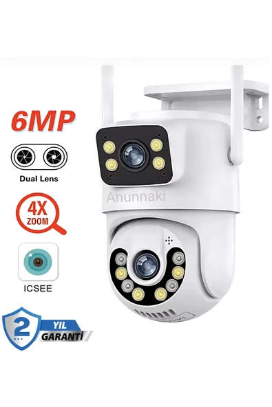 Ip Ptz Full HD Wifi Güvenlik Kamerası icSee Smart Gece Görüşlü Ses Kayıtlı Çift Lensli Kamera - 1