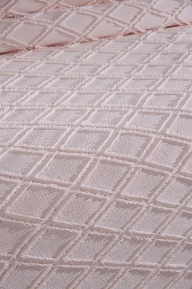 Çeyiz Diyarı Vesya 3 Parça Çift Kişilik Pike Takımı Pudra - Resim 4