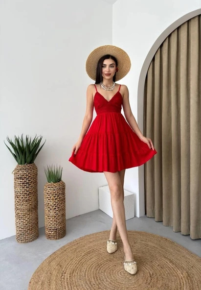 Nivel Göğsü Büzgülü Elbise - Resim 3