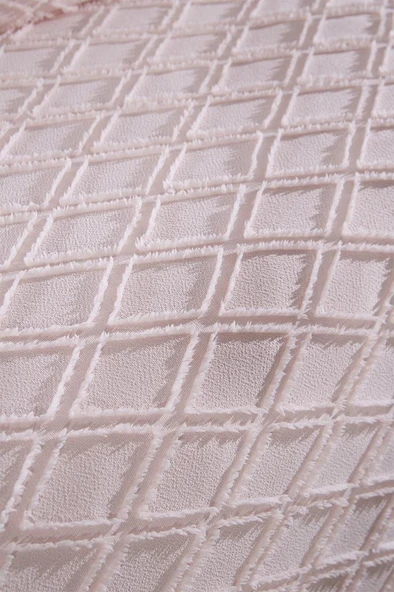 Çeyiz Diyarı Vesya 3 Parça Çift Kişilik Pike Takımı Pudra - Resim 5