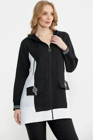 Sementa 76448 Keten Görünümlü Kapüşonlu Tunik Takım - 4