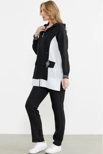 Sementa 76448 Keten Görünümlü Kapüşonlu Tunik Takım - 5