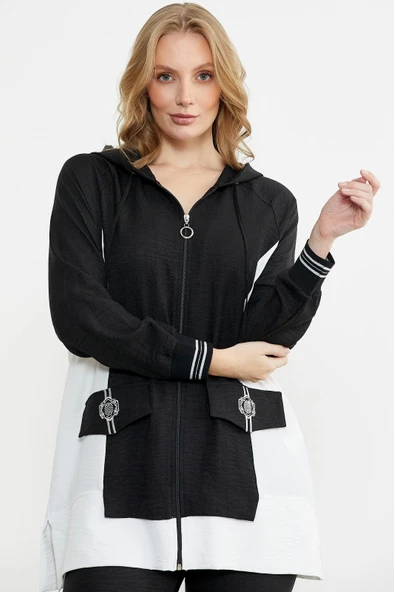 Sementa 76448 Keten Görünümlü Kapüşonlu Tunik Takım