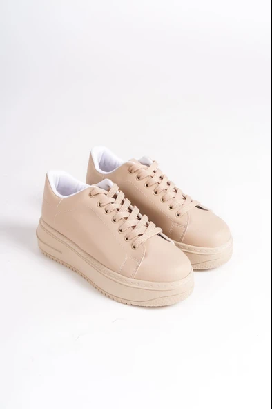 BIANA Bağcıklı Ortopedik Taban Kadın Sneaker Spor Ayakkabı CTT - Ten - 4