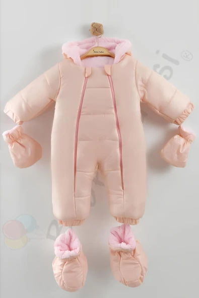 YENİ Patikli İçi Peluş Eldivenli Kapüşonlu Çocuk Kar Kışlık Kız Bebek Astronot Tulum Kozmonot Mont - 3