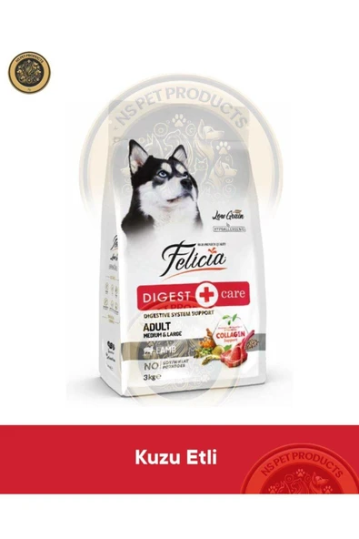 Felicia Digest Care Adult Lamb-Collagen Medium & Large 3kg (Az Tahıllı & Hipoalerjenik Kuzu Etli Yet