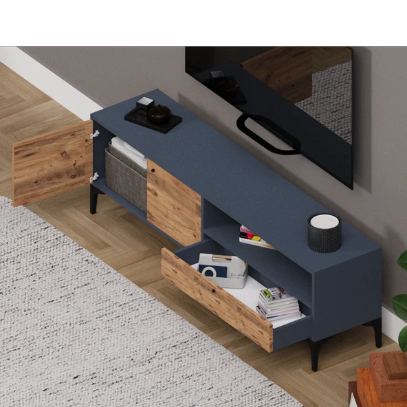 Alfimo Mobilya NOVA&ODION ORTA SEHPA VE TV ÜNİTESİ CEVİZ&ANTRASİT - 2