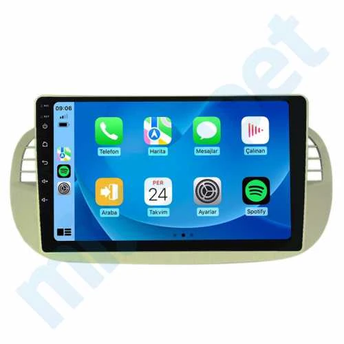 Fiat 500 / 500C Beyaz 2011-2015 8 GB Ram 128 GB Hafıza Qled 9 İnç Android Auto ve CarPlay Multimedya Sistemi ürün görseli