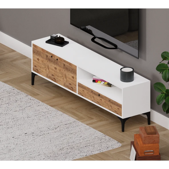 Alfimo Mobilya NOVA&ODION ORTA SEHPA VE TV ÜNİTESİ CEVİZ&BEYAZ - 2