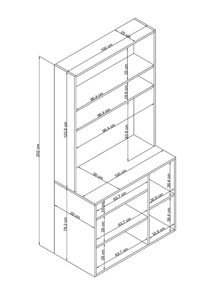 Alfimo Mobilya LUWAK KAHVE KÖŞESİ ÇEKMECELİ ÇOK AMAÇLI MUTFAK DOLABI BEYAZ&CEVİZ - 4