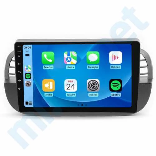 Fiat 500 / 500C Siyah 2011-2015 8 GB Ram 128 GB Hafıza Qled 9 İnç Android Auto ve CarPlay Multimedya Sistemi ürün görseli