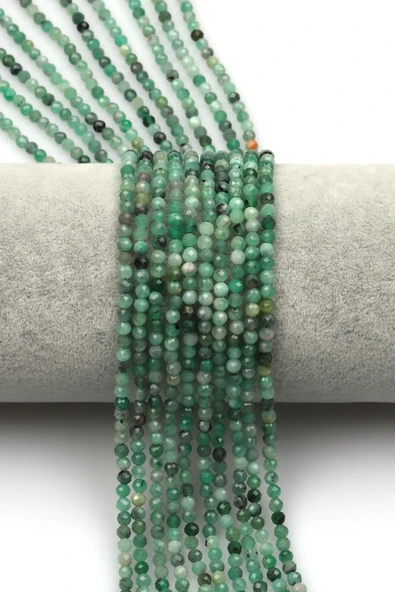 Zümrüt Doğal Taş Dizi 3 mm Fasetli Küre Kesim ürün görseli