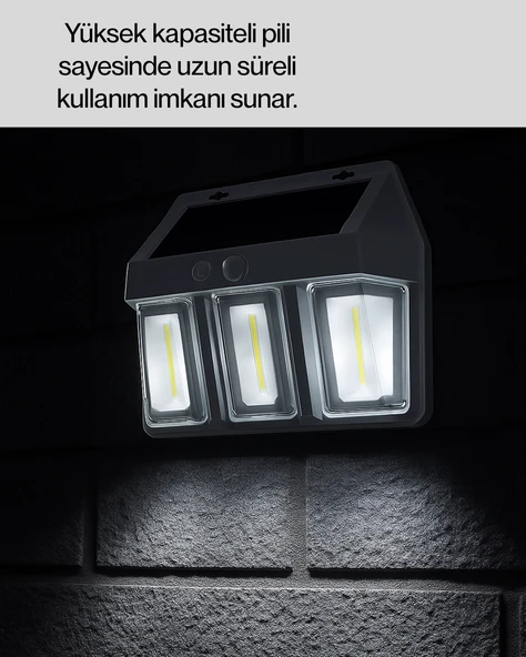 Suya Dayanıklı Solar Duvar Lambası – Akıllı Gece Sensörlü Işık - Resim 5