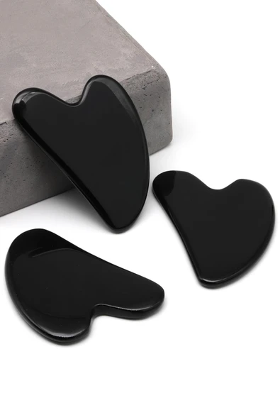 Obsidyen Doğal Taş Gua Sha Yüz Masaj Taşı - 2
