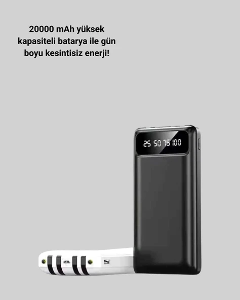 Akıllı LCD Ekranlı 20.000mAh Powerbank PD + USB + Type-C - Resim 3