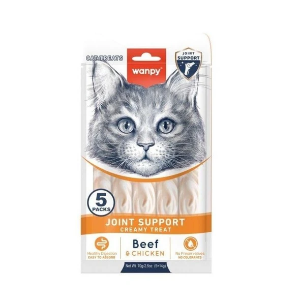 Wanpy Bone Support Sığır Eti ve Tavulu Krema Kedi Ödülü 5x14 Gr