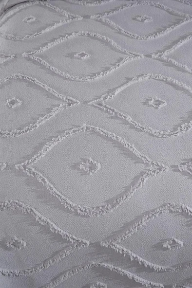 Çeyiz Diyarı Pirot 2 Parça Tek Kişilik Pike Takımı Gri - Resim 4