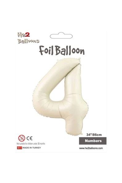 Vipfoni Rakam Folyo Balon 34''/ 86cm Krem -4-