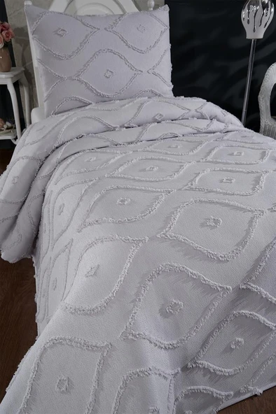 Çeyiz Diyarı Pirot 2 Parça Tek Kişilik Pike Takımı Gri - Resim 2