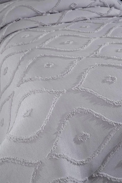 Çeyiz Diyarı Pirot 2 Parça Tek Kişilik Pike Takımı Gri - Resim 3