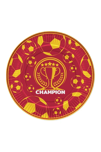 ALPJOY Karton Tabak 23cm 8li -Champion Sarı Kırmızı-