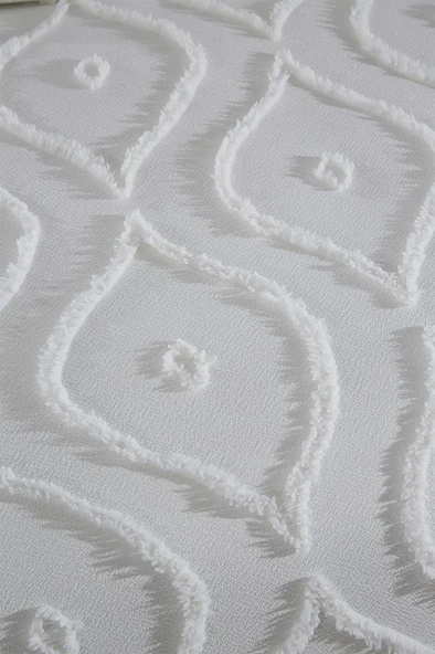 Çeyiz Diyarı Pirot 3 Parça Çift Kişilik Pike Takımı Krem - Resim 2