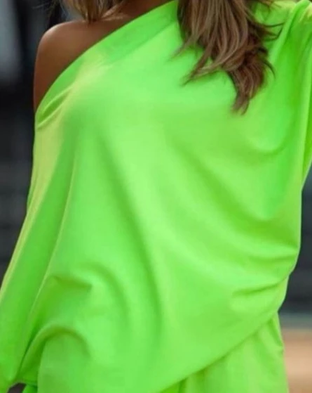 Kadın Kayık Yaka Salaş Iki Iplik Bluz Ve şort Ikili Takım - Resim 2