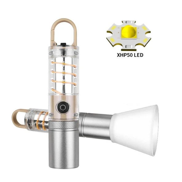 10W Zoomlu Led Powerbank Özellikli Şarjlı Kamp El Feneri - 1