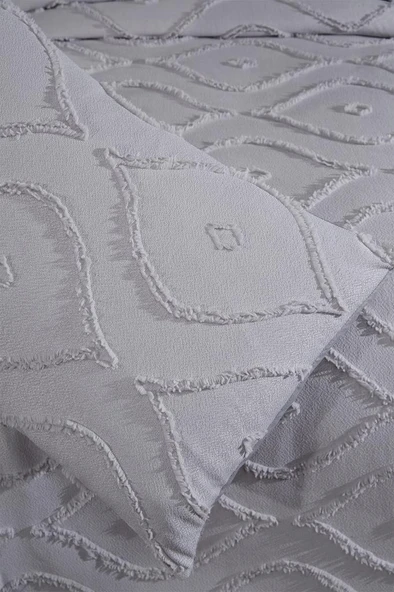 Çeyiz Diyarı Pirot 2 Parça Tek Kişilik Pike Takımı Gri - Resim 5