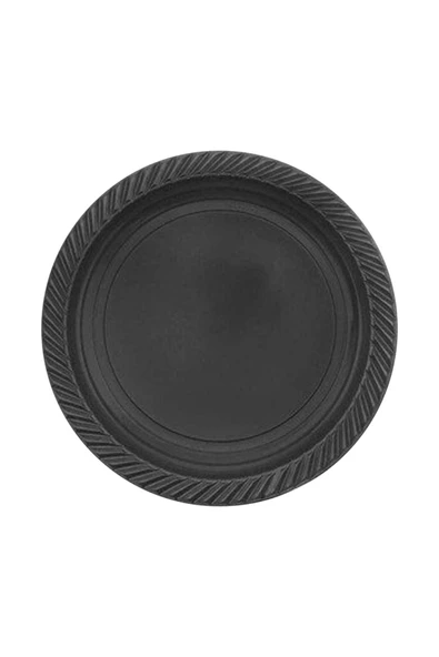 ALPJOY Tek Kullanımlık Plastik Tabak 22cm Siyah 24 Lü