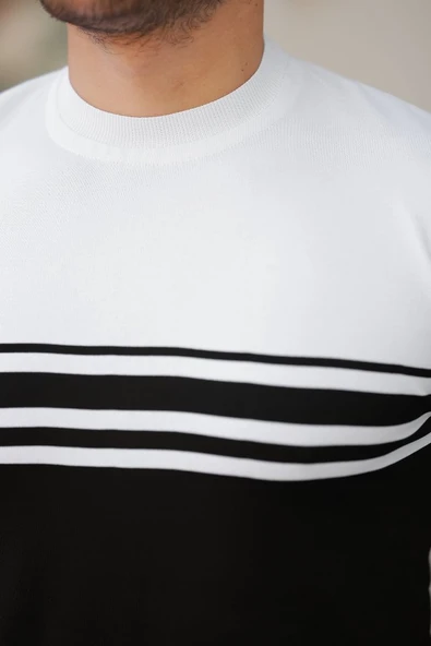 Erkek çizgili Kısa Kollu T-shirt - Resim 3