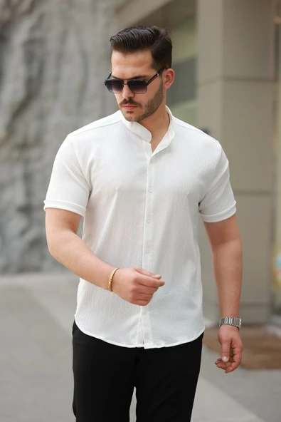 Erkek Hakim Yaka Kısa Kollu Gömlek ürün görseli