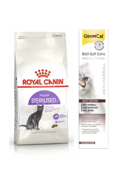 Sterilised 37 Kısır Kedi Kuru Maması 2 Kg + Gimcat Anti-hairball Paste Kedi Macunu 100gr ürün görseli 1