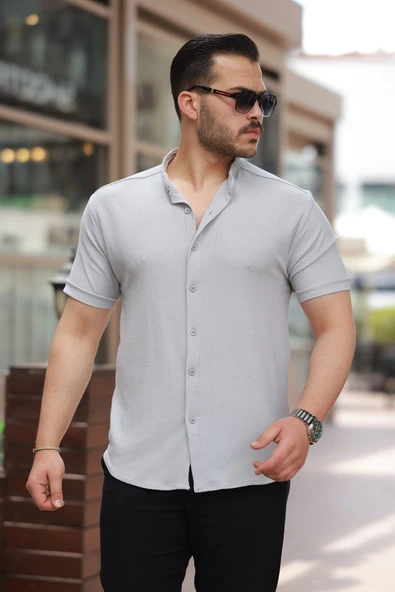 Erkek Hakim Yaka Kısa Kollu Gömlek ürün görseli