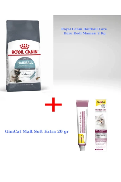 Hairball Care Kuru Kedi Maması 2 Kg + GimCat Malt Soft Extra 20 gr