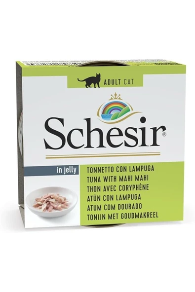 Schesir Jelly Ton Balığı Ve Mahi Mahi Balığı Jöle Içinde Yetişkin Kedi Konservesi 85g ürün görseli 1