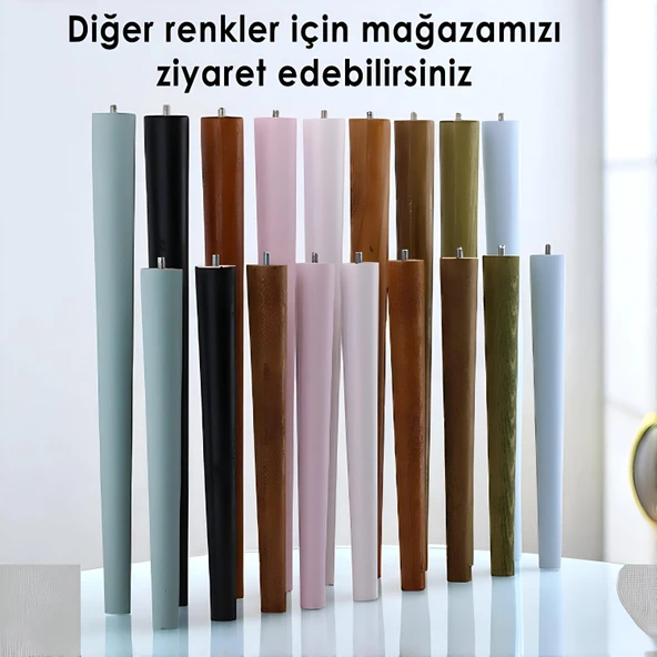 Ahşap Ayak 45 Cm Beyaz M8 Civatalı Bağlantı Aparatlı Mobilya Tabure Sehpa Masa Destek Ayağı - Resim 7