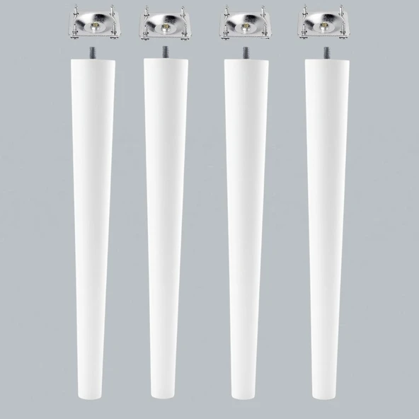 4 Adet Ahşap Ayak 45 Cm Beyaz M8 Civatalı Bağlantı Aparatlı Mobilya Tabure Sehpa Masa Destek Ayağı - Resim 6