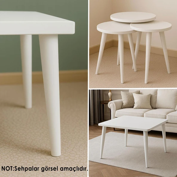 Ahşap Ayak 45 Cm Beyaz M8 Civatalı Bağlantı Aparatlı Mobilya Tabure Sehpa Masa Destek Ayağı - Resim 5