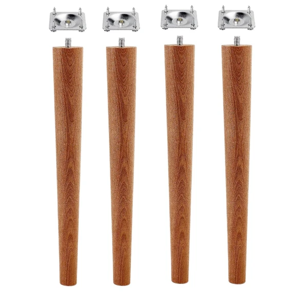 4 Adet Ahşap Ayak 45 Cm Açık Meşe M8 Civatalı Bağlantı Aparatlı Mobilya Tabure Sehpa Masa Destek Ayağı - Resim 6