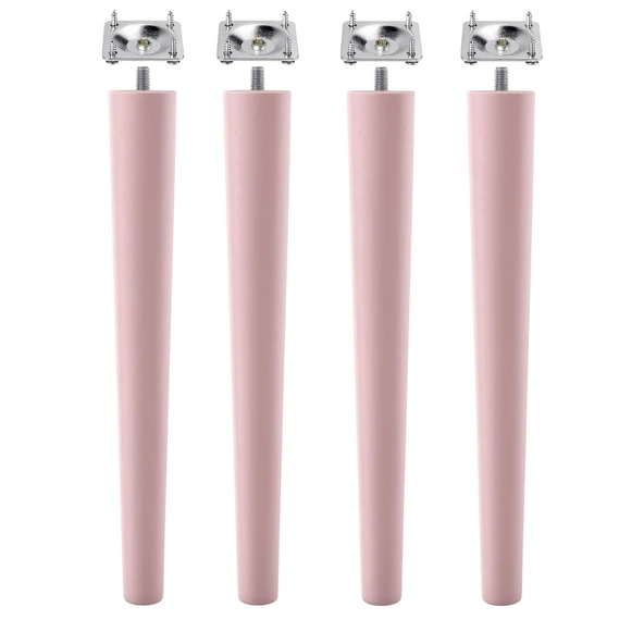 4 Adet Ahşap Ayak 45 Cm Açık Pembe M8 Civatalı Bağlantı Aparatlı Mobilya Tabure Sehpa Masa Destek Ayağı - Resim 6