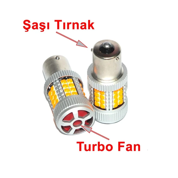 Platinum FX4086 Serisi Turbo Fanlı Şaşı Tırnaklı 40 Led Turuncu Sinyal Ampülü Süper Parlak İki Adet - Resim 2